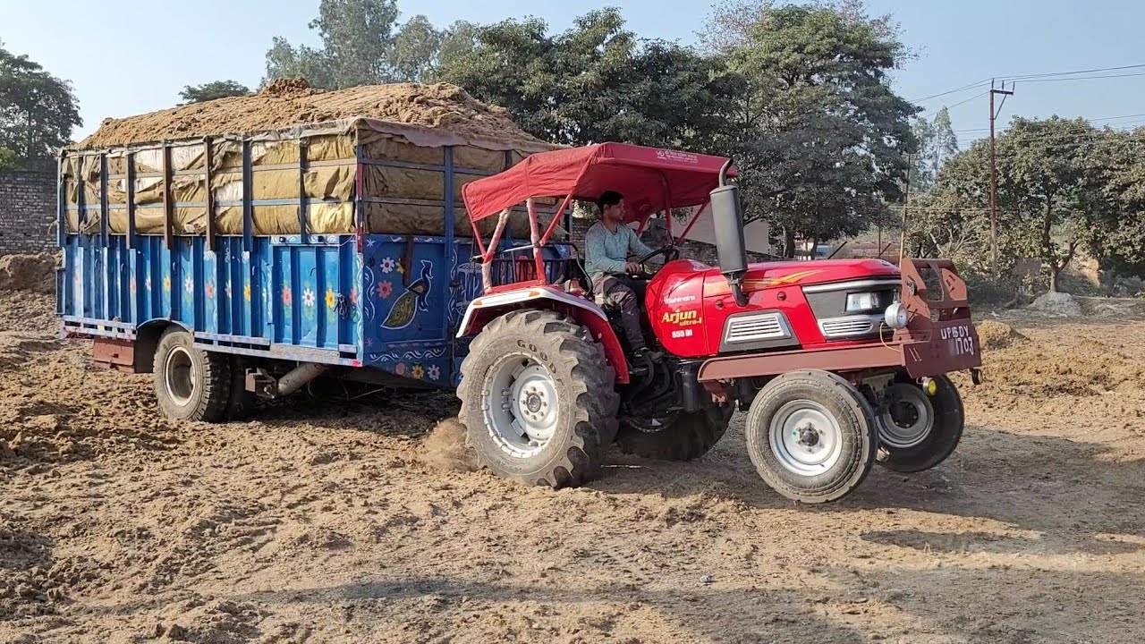 क्लच छोड़ते ही दब गया 5 दिन पुराना ट्रेक्टर ट्राले मे लगा दिया जैक वाला डेगा Mahindra Arjun 555