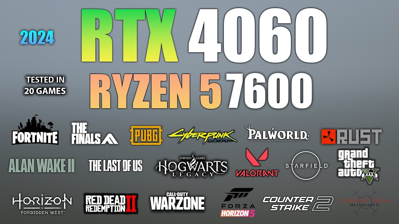 RTX 4060 + Ryzen 5 7600 : Test in 20 Games in Mid 2024