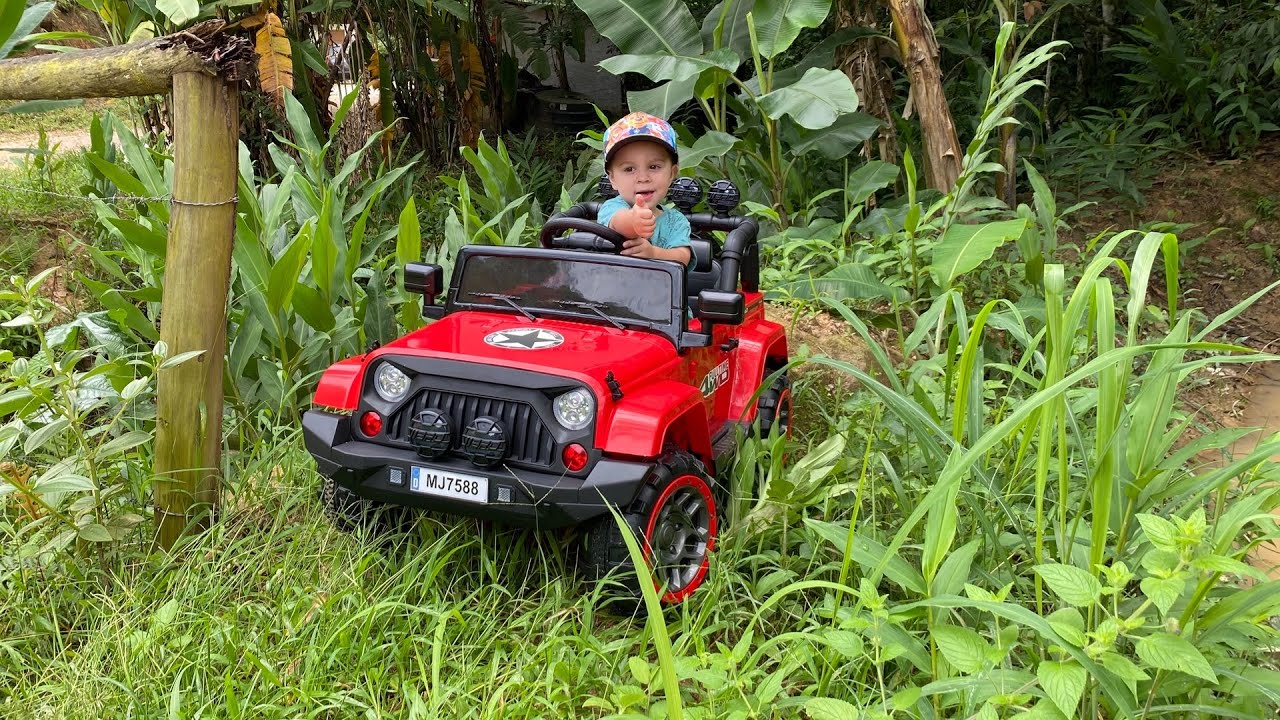 FIZEMOS TRILHA COM O JEEP A BATERIA DO MEU FILHO.