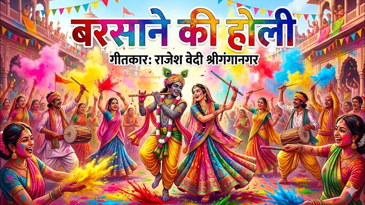 बरसाने की होली में | कृष्ण राधा संग रंगों की मस्ती | Holi Special Song 2026 | Lyricist Rajesh Vedi 