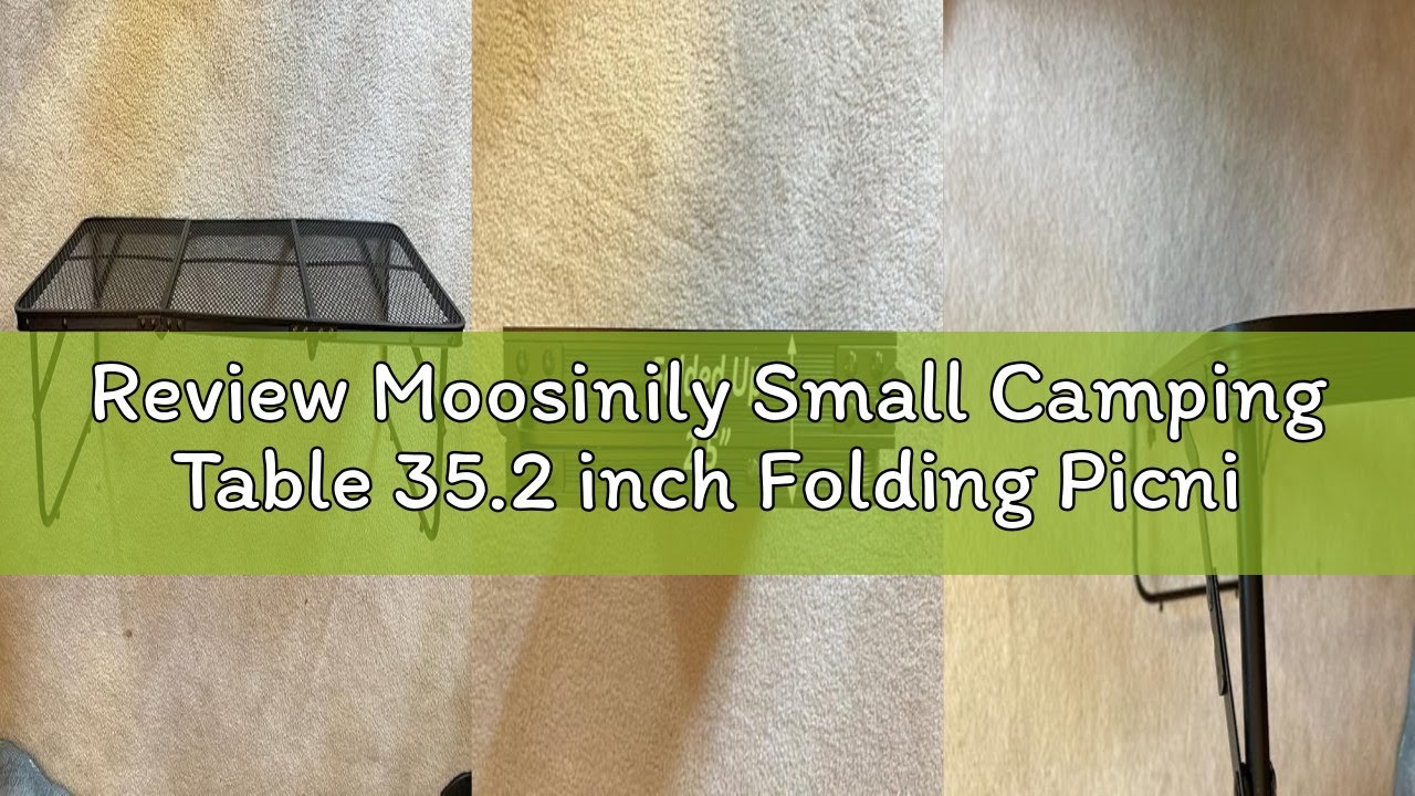 Review Moosinily Small Camping Table 35.2 inch Folding Picnic Table Foldable Low Camp Table Portable