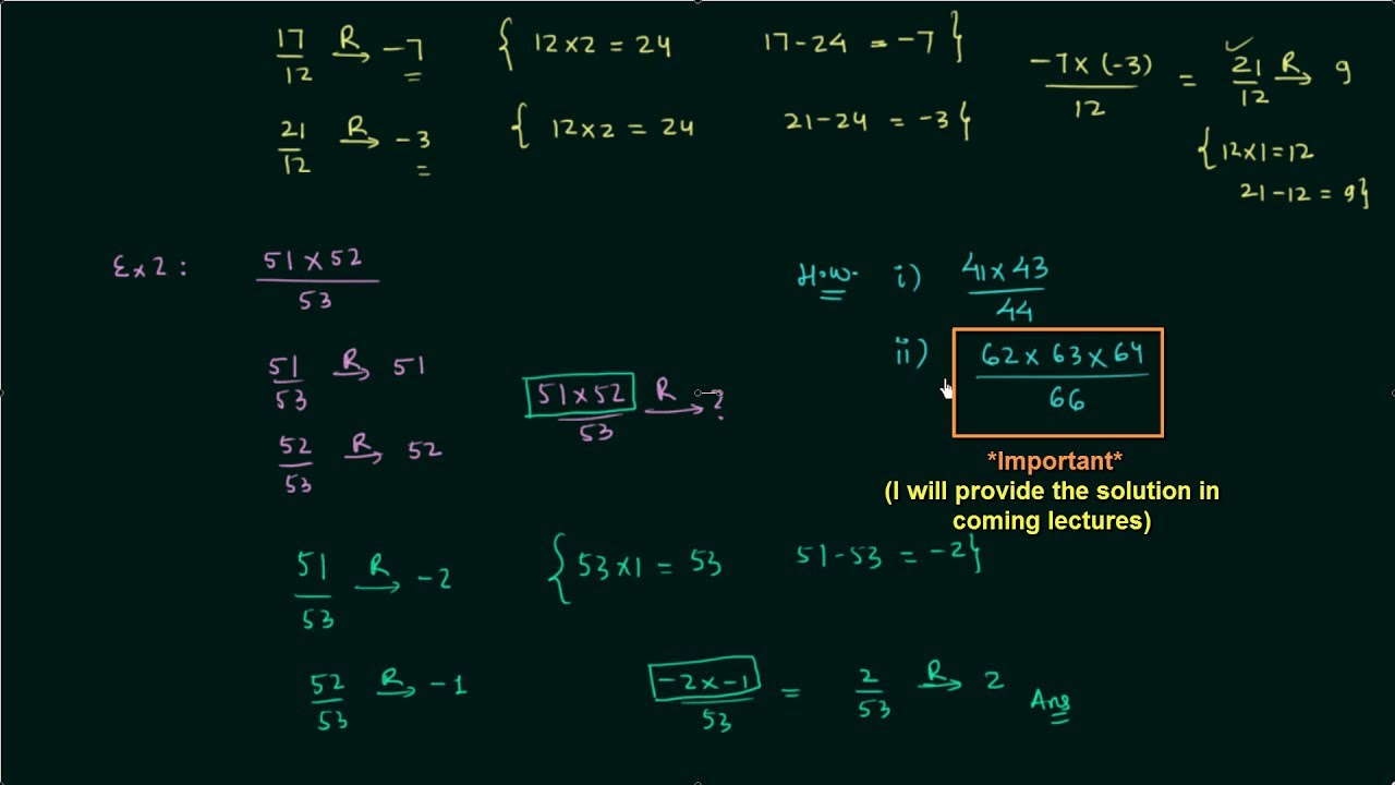 Remainder Theorem (Using Negative Remainders)