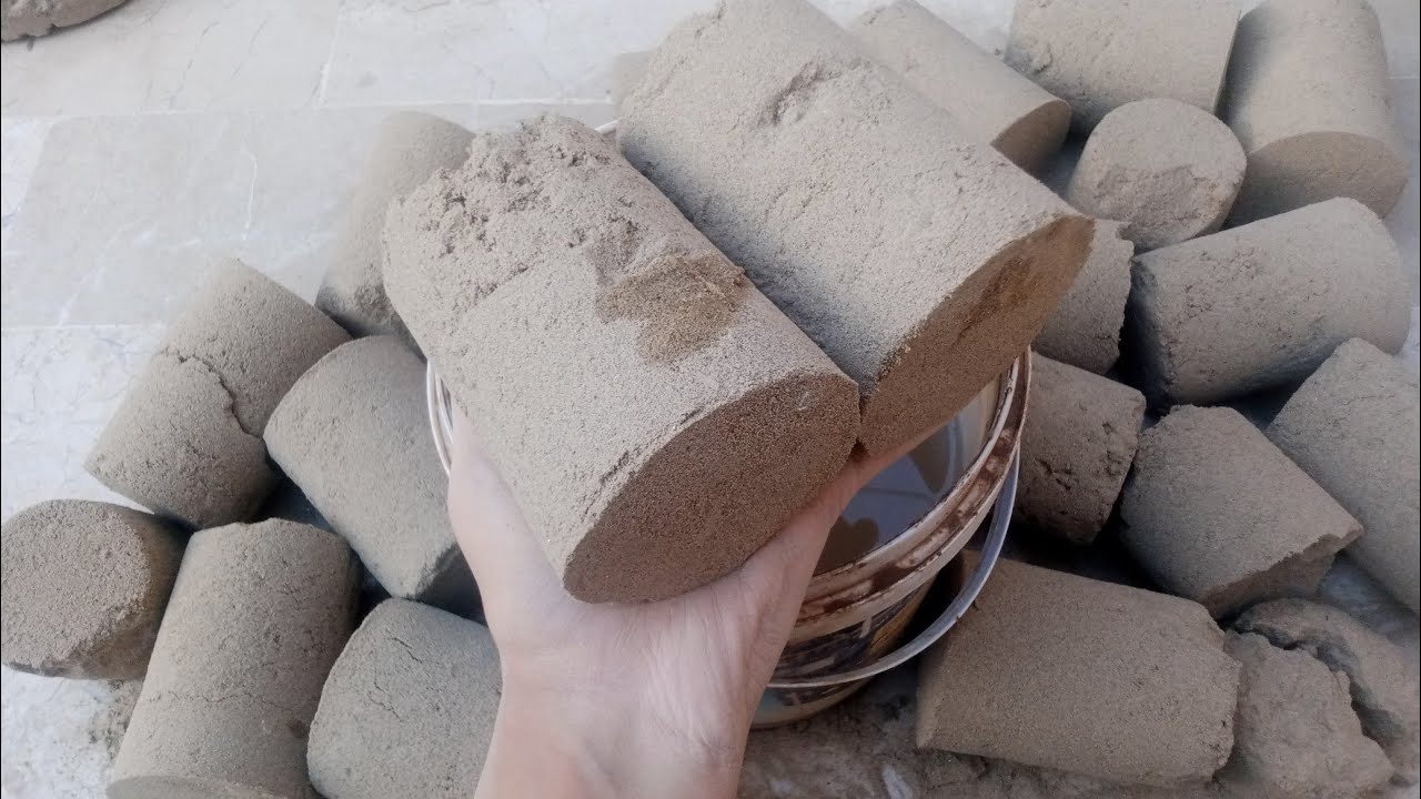 New dusty yellow sand water 💦 bucket/Dry floor crumbling♥️|Satisfying ASMR 