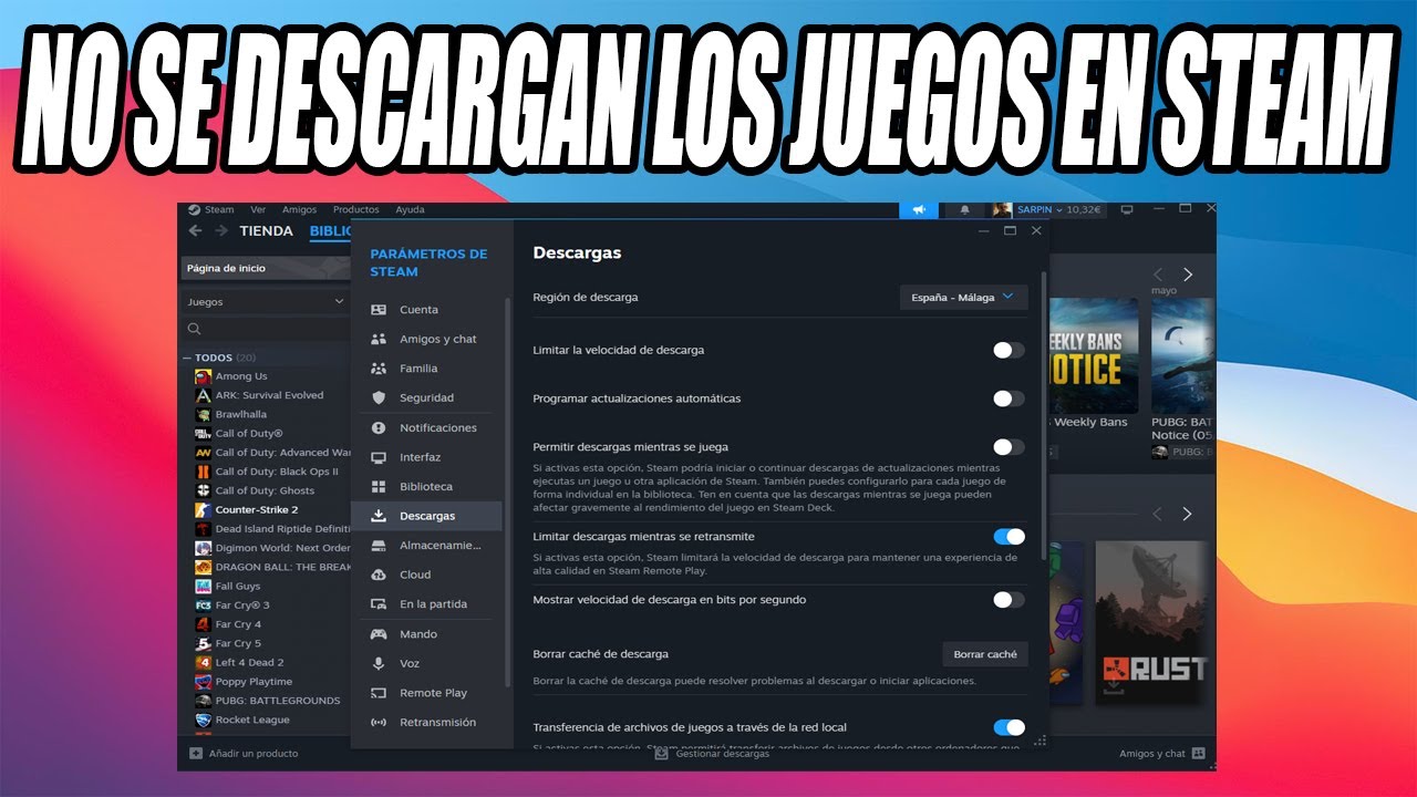 Steam NO DESCARGA 0 Bytes (SOLUCION) | No se Descargan los Juegos en Steam