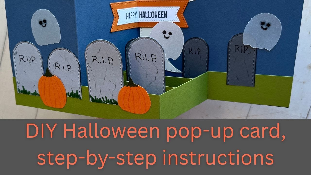 Handmade Halloween graveyard pop-up card, faux Z-fold, how to