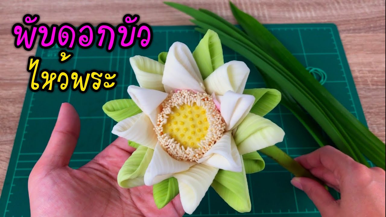 พับดอกบัวไหว้พระ | พับใบเตยเข้าช่อกับดอกบัว | MeeDee DIY