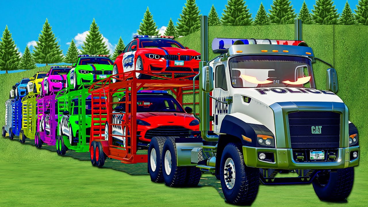 MASSIVE TRANSPORT LONG CONVOY SUPER TRANSPORT POLICE, AMBULANCE, FIRE DEPARTMENT! FS 25