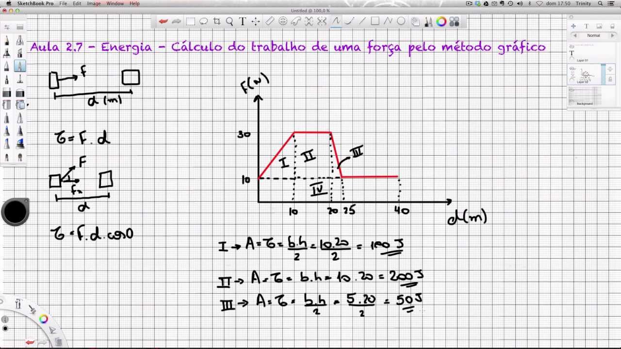 Aula 2.7 - Energia - Cálculo do trabalho pelo método gráfico [HD]