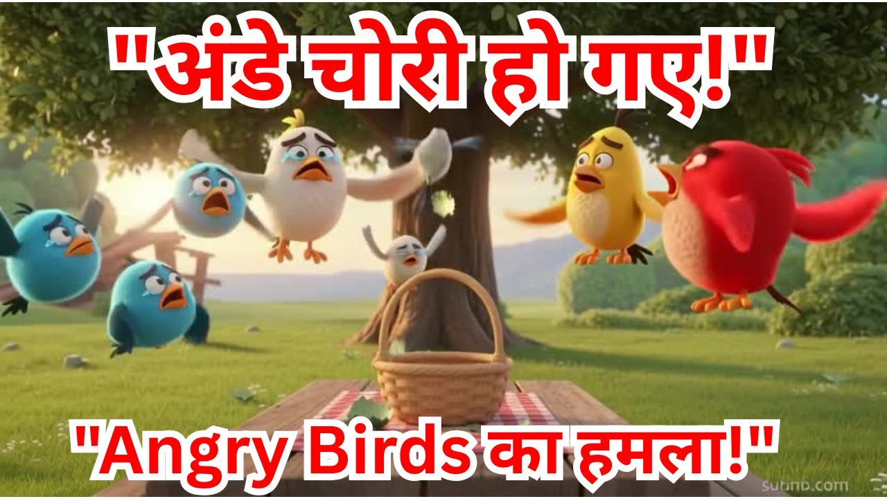 🐦 Angry Birds और हरे सूअरों की शरारत 🐷 | Funny Cartoon Story in Hindi | Kids Moral Story