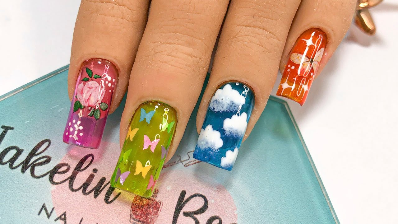TE ENSEÑO COMO UTILIZAR LOS ESMALTES CRISTALINOS/Efecto gelatina en uñas/JakelinBeautyNails 🔥😍