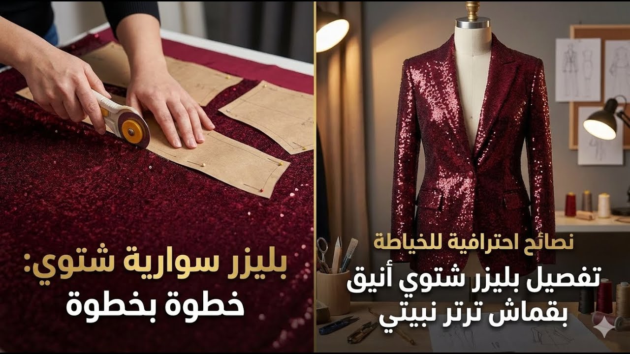 بليزر سوارية شتوي  تفصيل بليزر شتوي أنيق خطوة بخطوة مع نصائح احترافية للخياطة