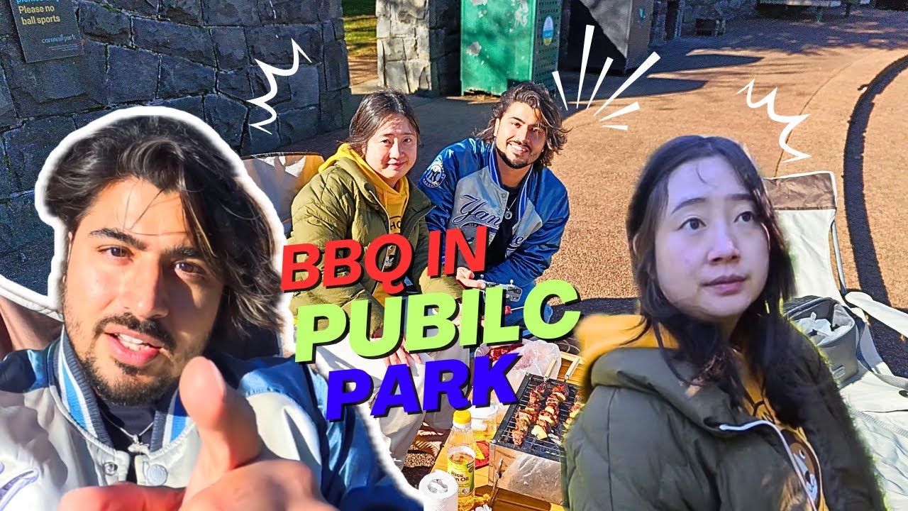 Smoking and Grilling in a public park | New Zealand Vlog | Indian Chinese couple vlog | BBQ picnic