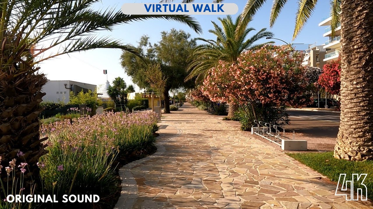 Virtual Walking tour 4K, 1 HOUR, Italy, ideal for workout on the treadmill, San Benedetto Del Tronto