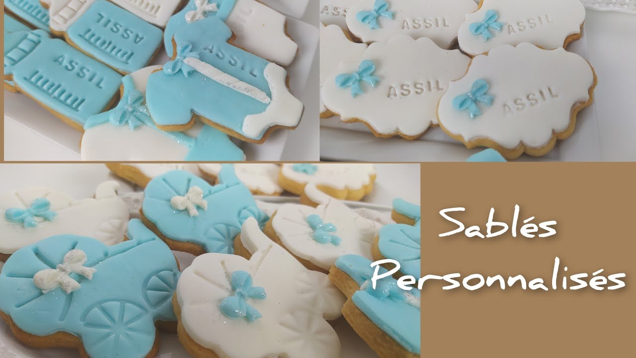 🍼👣 Sablés personnalisés : thème naissance 🎉 (garçon)👣🍼