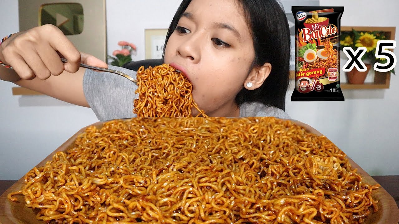 MUKBANG 5 BUNGKUS MIE BON CABE LV 15