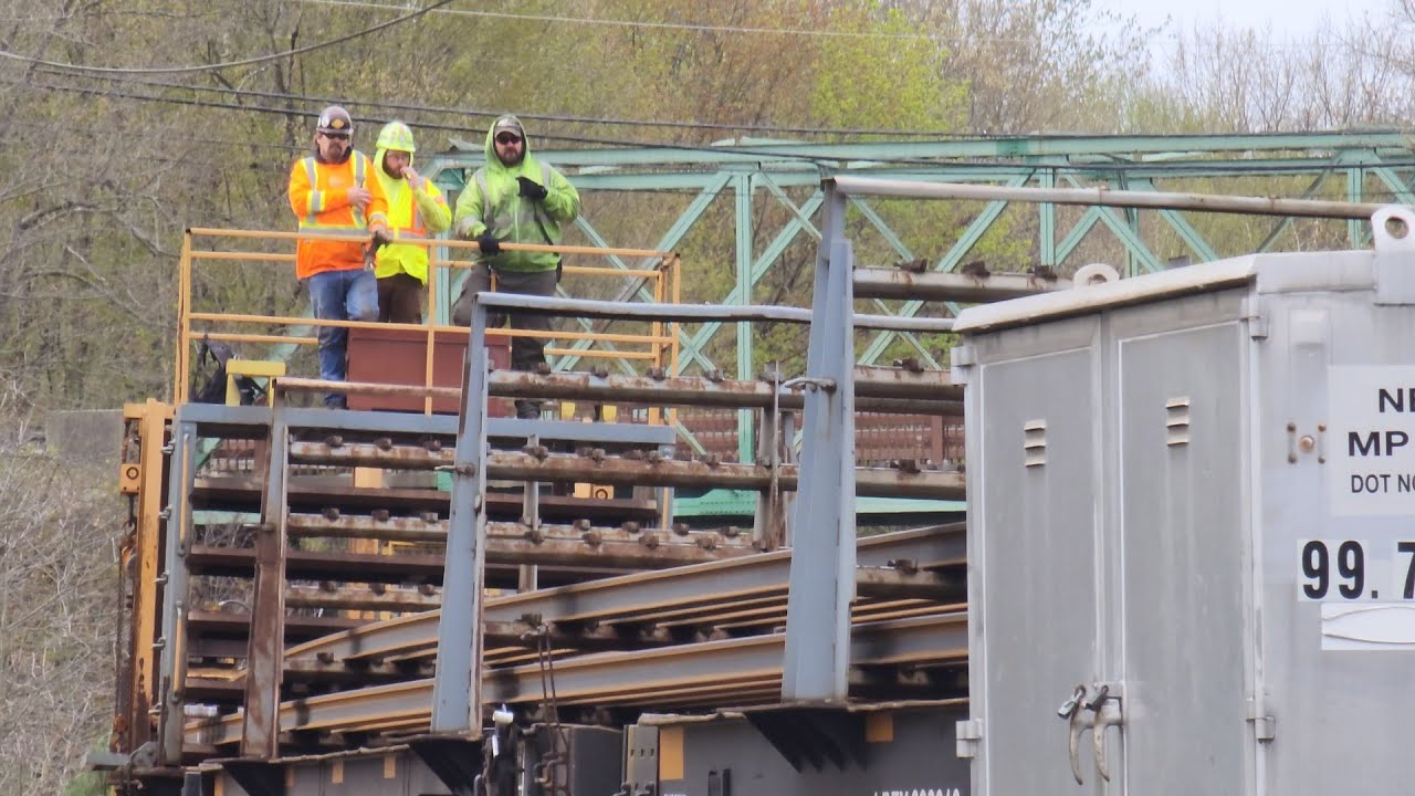 MOW Up close! NECR dropping welded rail in Millers Falls, MA