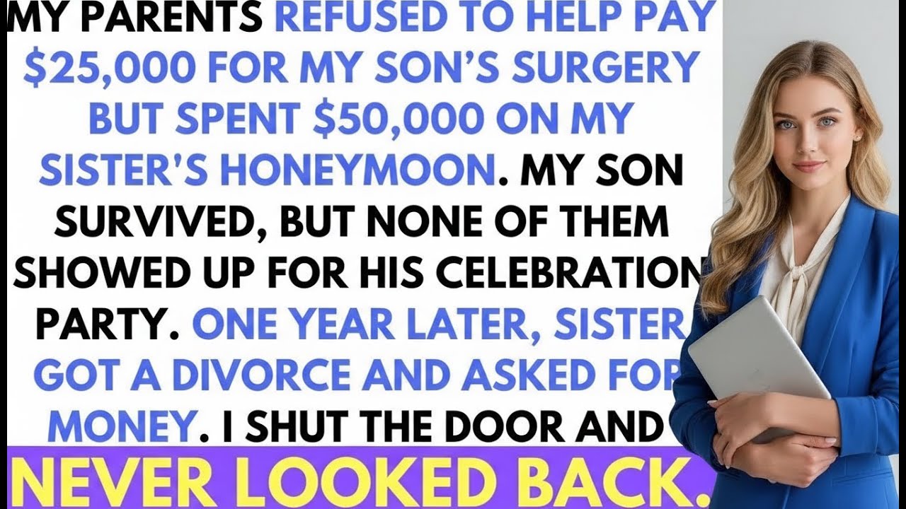 My Parents Refused to Save My Son but Spent a Fortune on My Sister's Honeymoon  One Year Later