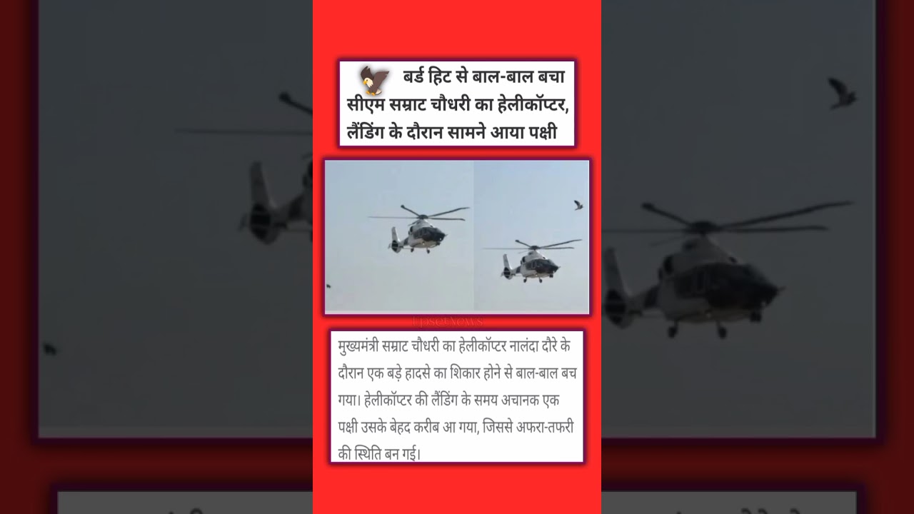 baal baal bacha cm samrat chaudhary ka helicopter bird hit se#cm#bird#helicopter#viral#news#short