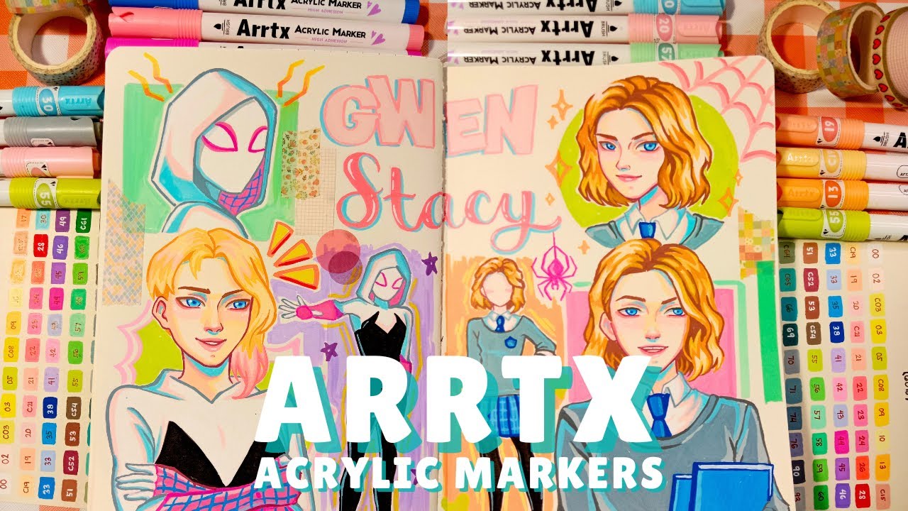 🕸˙⋆ Paint with me #04 | Arrtx Acrylic Markers (60B) | Gwen Stacy🌺 🕸˙⋆