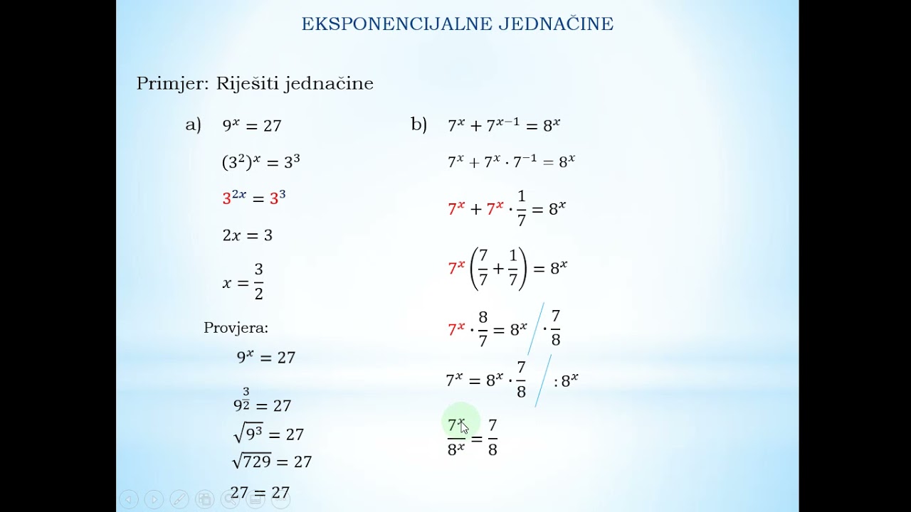 eksponencijalne jednačine