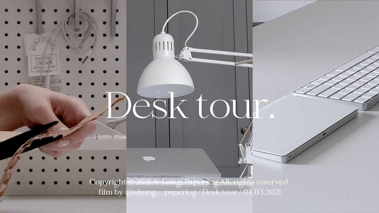 Desk Tour 👀 20년만에 정착한 책상위의 아이템들부터 촬영 도구까지 🤨 : 이케아 조명/타공판/문구류/삼각대