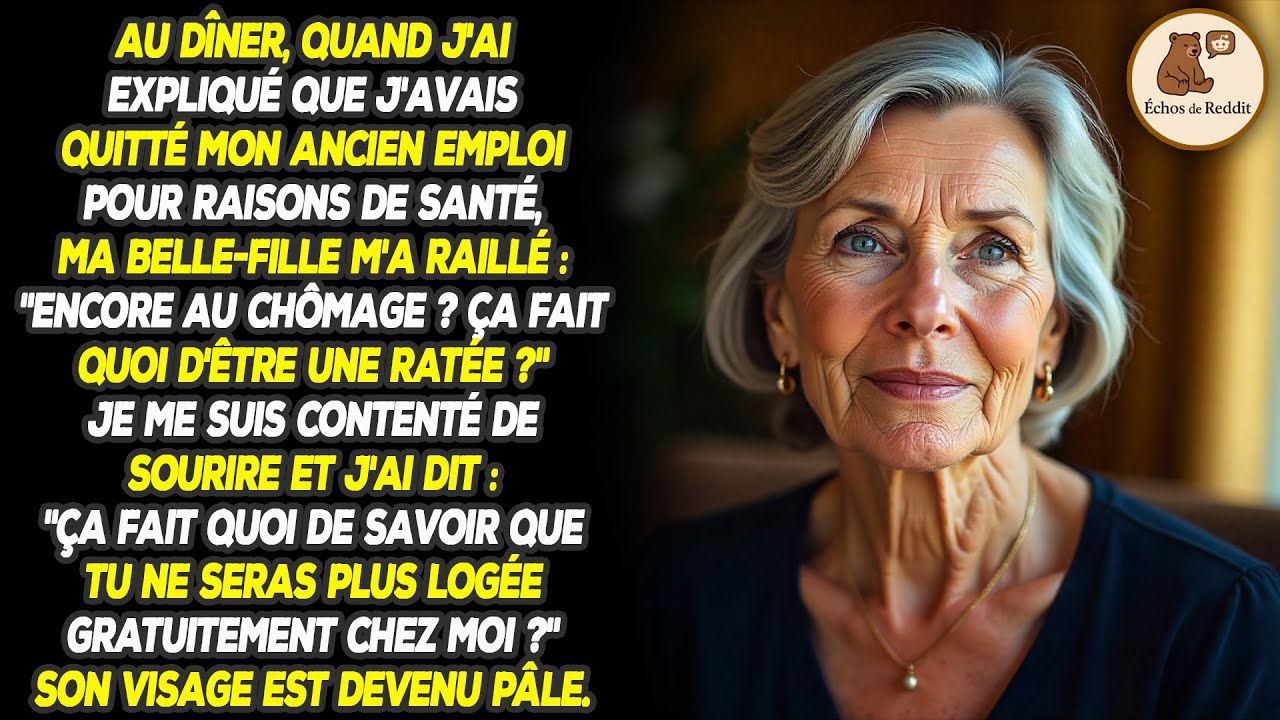 Au dîner, ma belle-fille s'est moquée de moi : 'Encore au chômage ? Ça fait quoi d'être un loser ?'