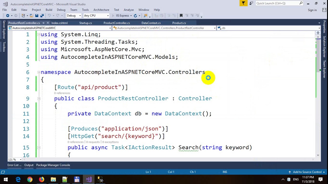 AutoComplete in ASP.NET Core MVC and Entity Framework Core