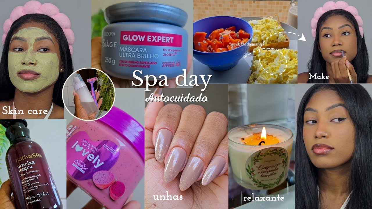 SPA DAY em casa✨️🩷 - rotina de autocuidado/ cabelo, banho premium, make, unhas 🤍