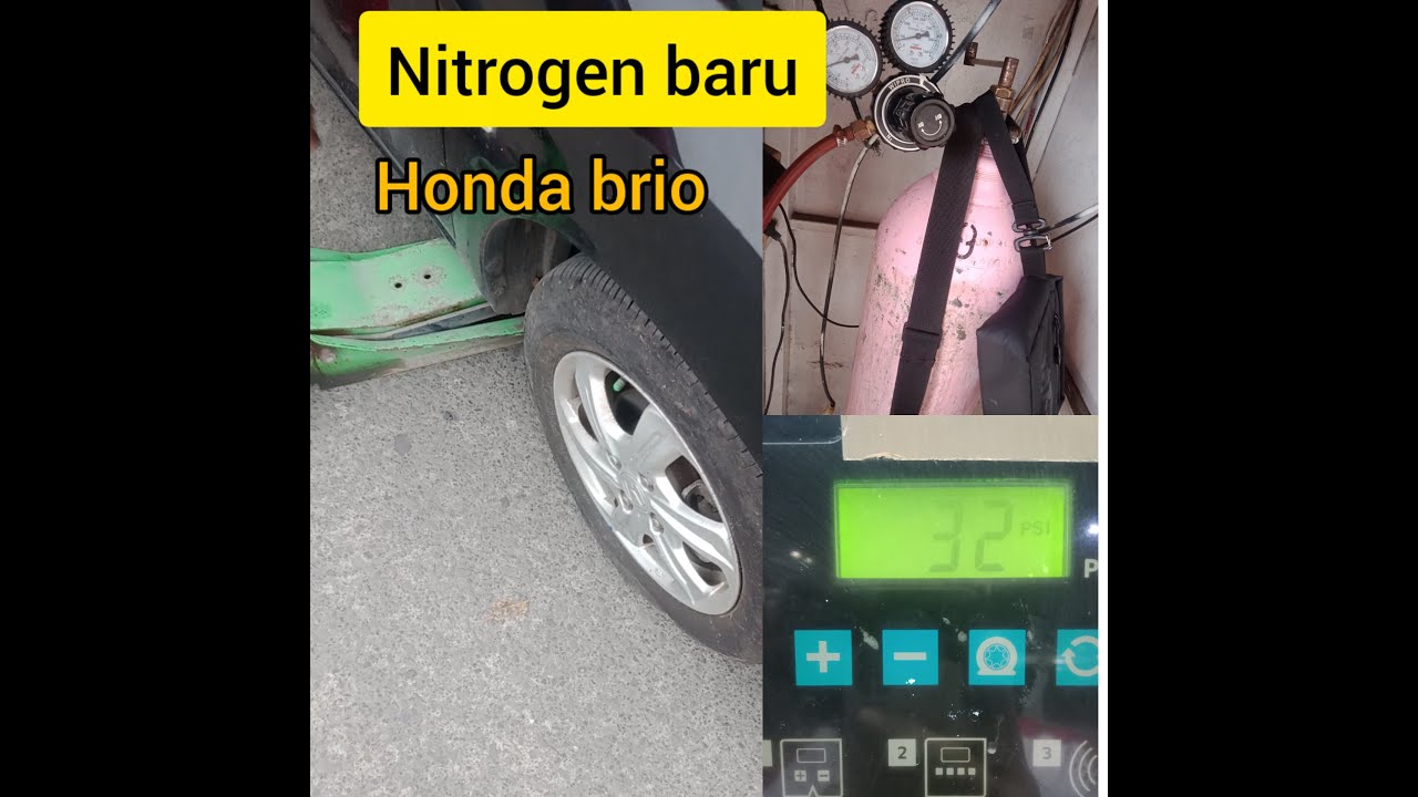 Honda Brio isi baru nitrogen di SPBU PERTAMINA dengan ukuran tekanan 29 psi