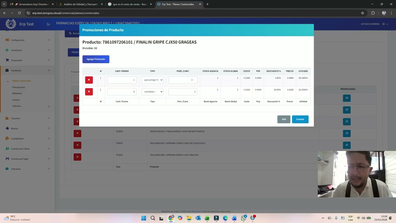 Sistemas de Facturación Electrónica Farmacéutico Configuración de Planes Comerciales