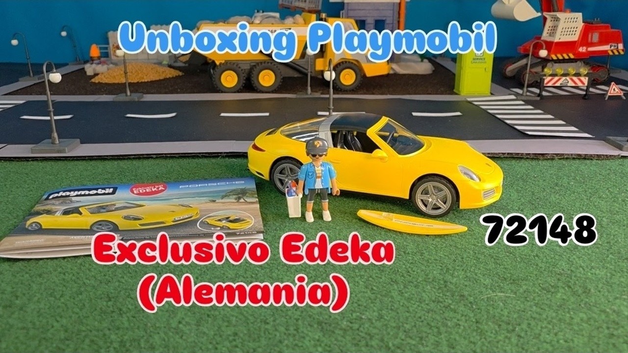 🚗 Playmobil 72148 – Unboxing Porsche amarillo EDEKA Alemania 🇩🇪✨