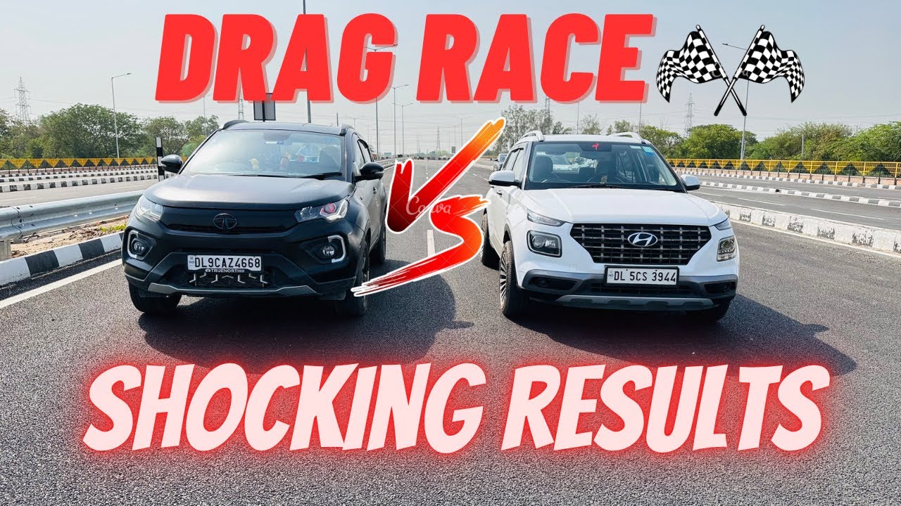Tata Nexon vs Hyundai Venue: Drag Race🚀🚘| 1.2 turbo vs 1.0 turbo| Petrol vs Petrol | #jaishreeram