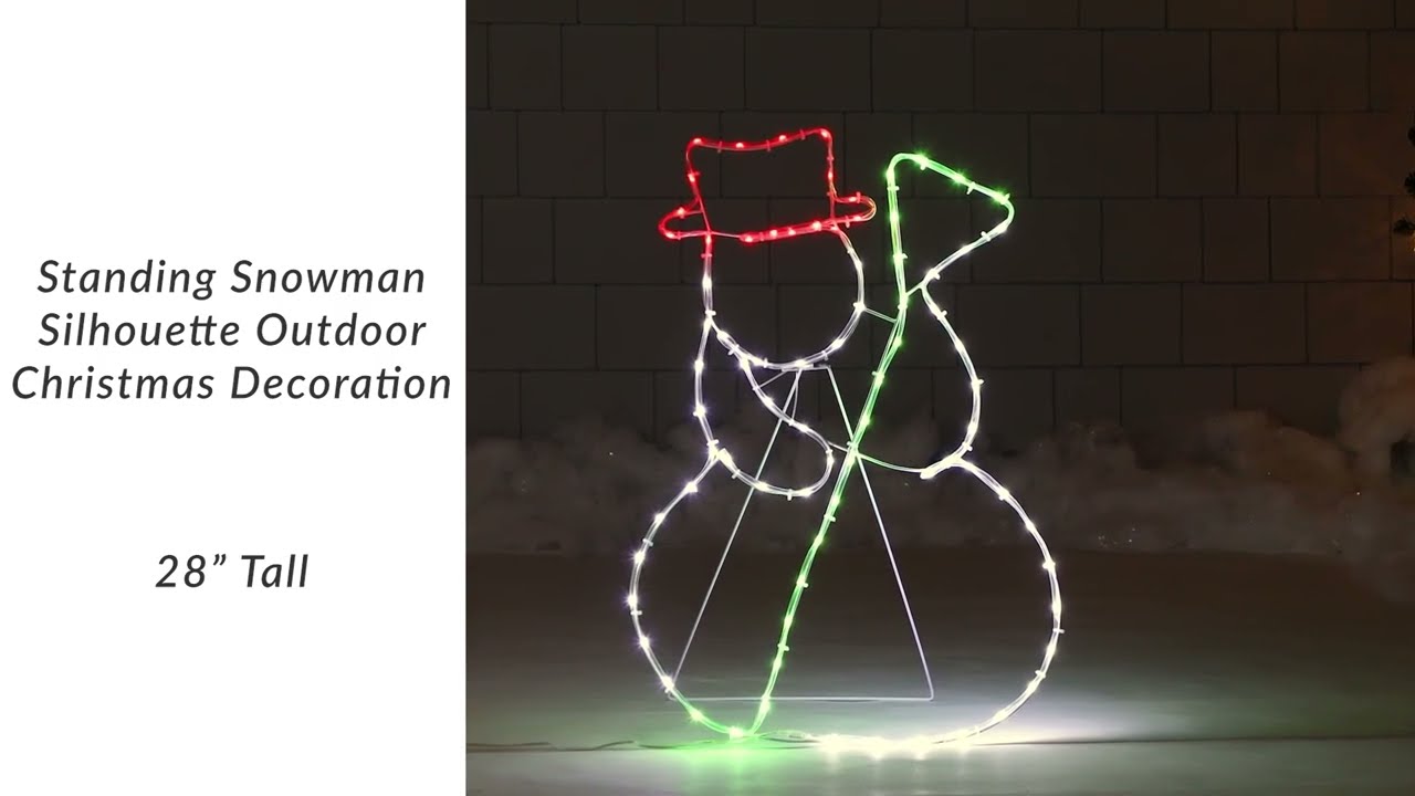 28" Lighted Standing Snowman Silhouette Outdoor Christmas Decoration | Northlight GV94149