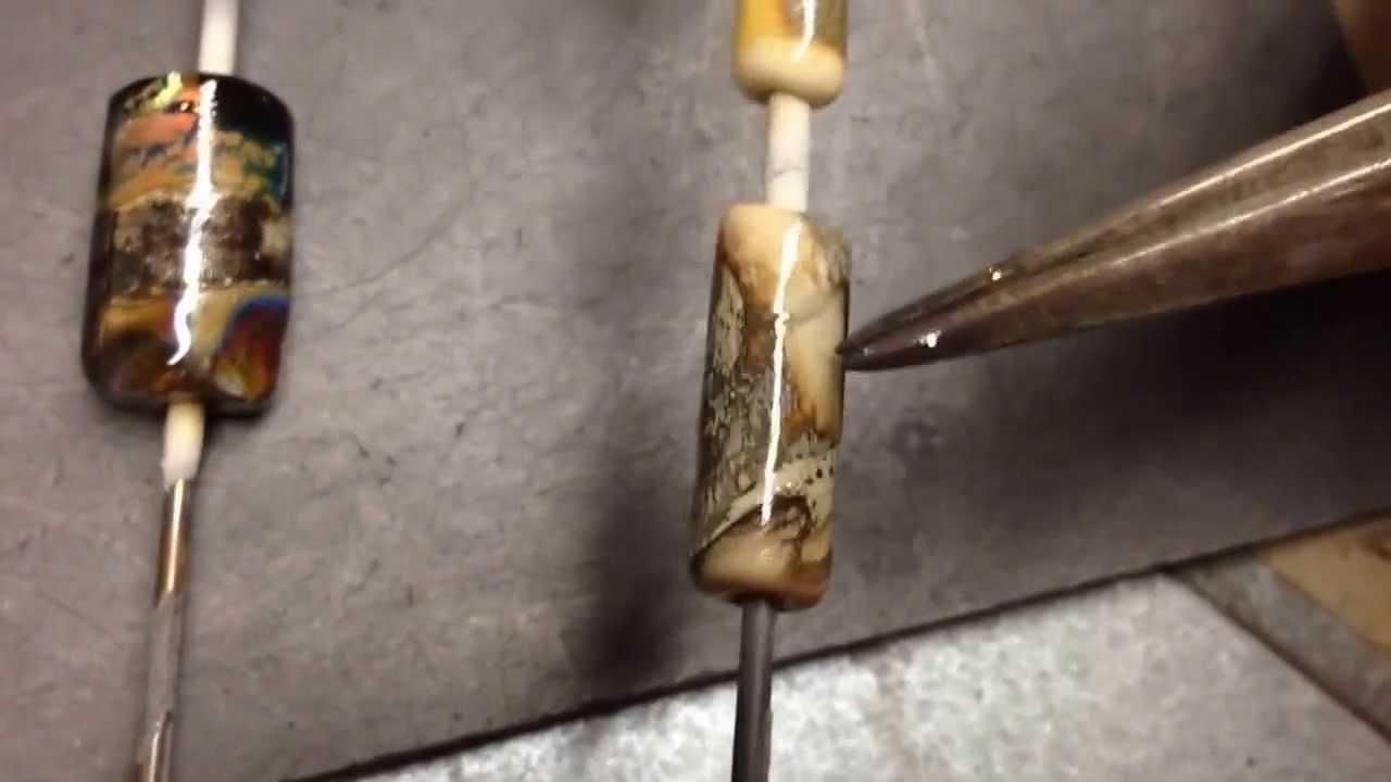 Lampwork Tutorial Results of Silver Leaf On DEMO BEADS