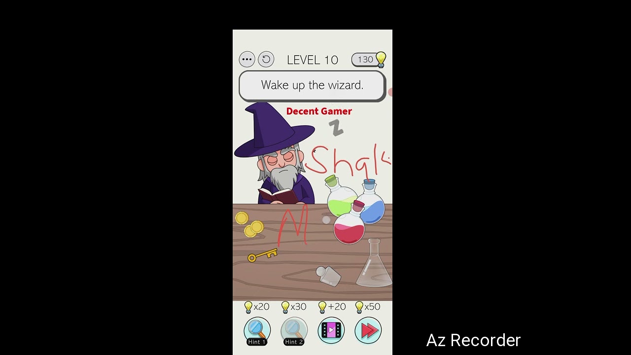 Brain quest RPG puzzle level 10 (Wake up the wizard) walkthrough solution 