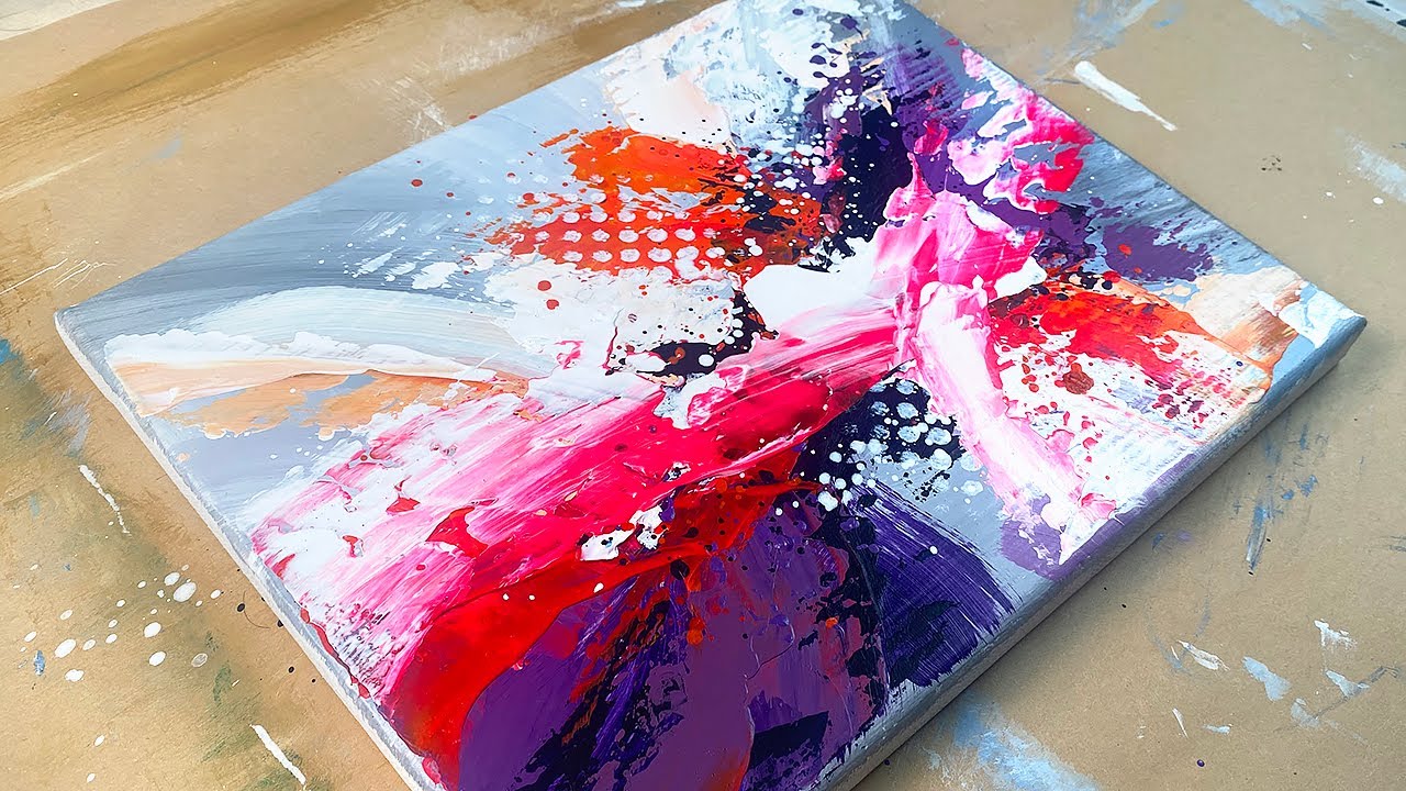Mini Abstract Acrylic Painting Demo - Quick & Easy Painting Tutorial - 141