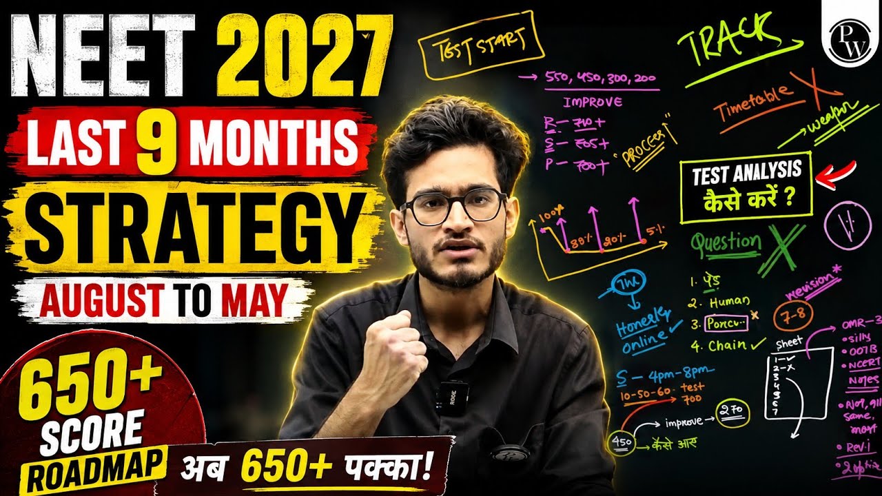 NEET 2027 Last 9 Months Strategy 🔥 August to May Full Plan | 650+ Score Roadmap |Test Analysis Guide