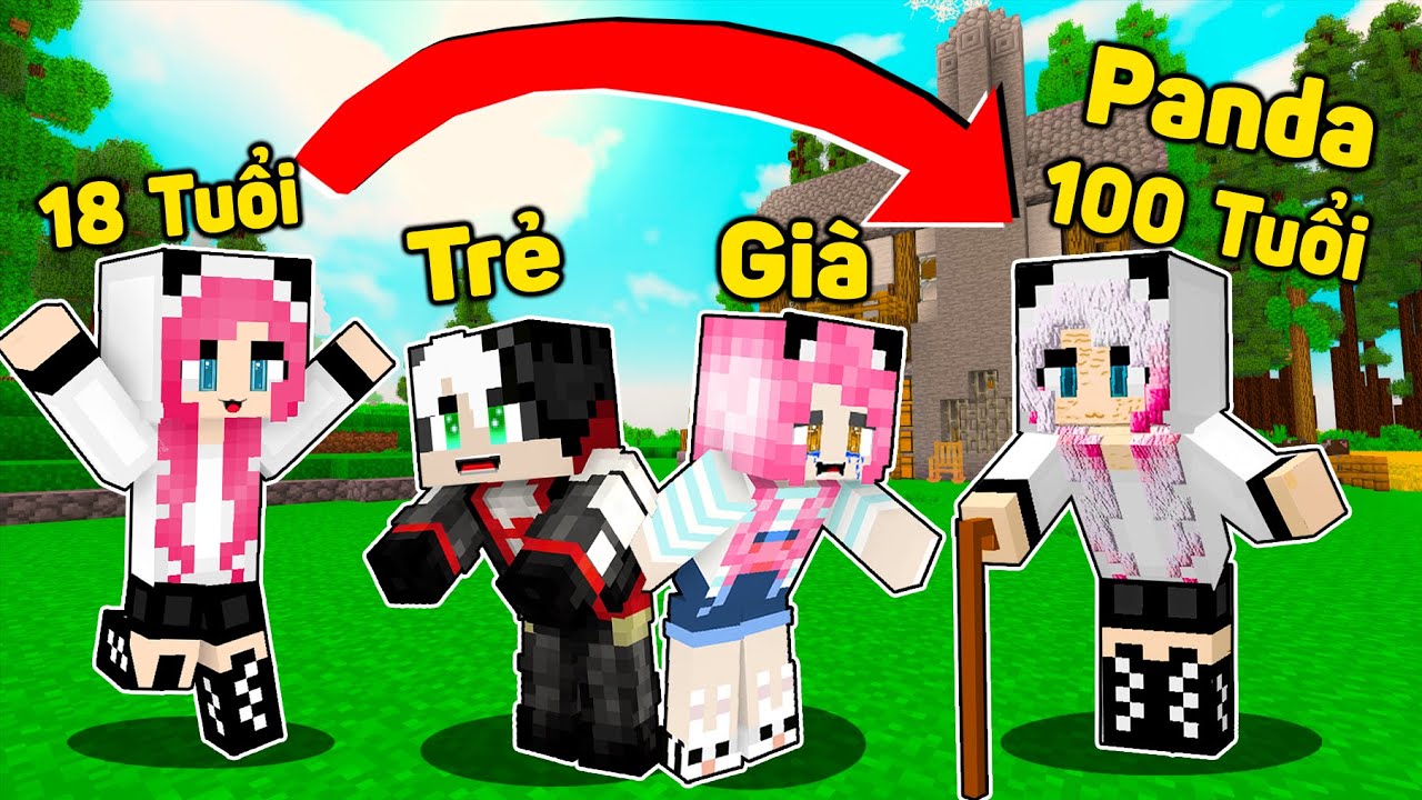 MỀU THỬ THÁCH 24 GIỜ CHĂM SÓC CHỊ PANDA 100 TUỔI TRONG MINECRAFT*REDHOOD TRỞ THÀNH BẢO MẪU CỦA PANDA
