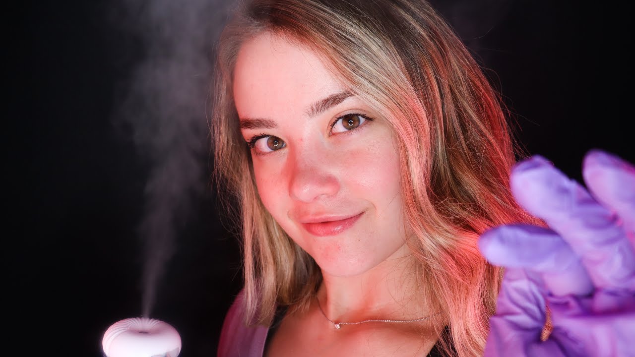 ASMR SLEEP SPA FACIAL ROLEPLAY! Steam, Face Touching, Gloves