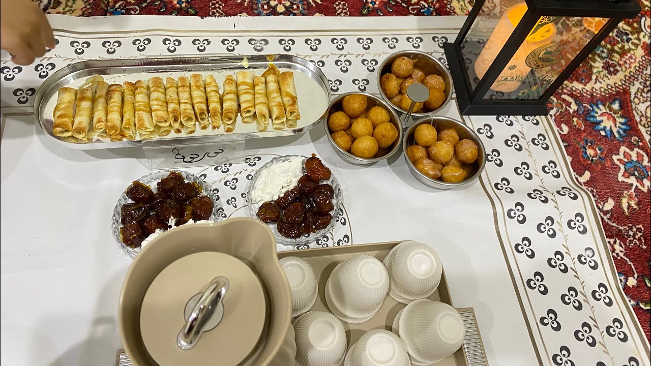 فطور رمضاني سفرة الإفطار كامله 👏🥰أطباق لذيذه وصنية الرز المشهوره 😋