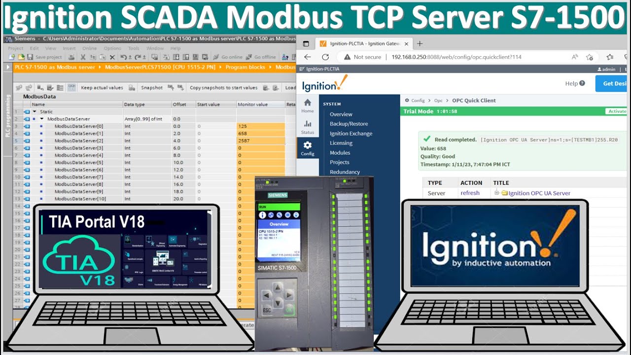 PLC S7-1500 Modbus TCP communication with Ignition SCADA