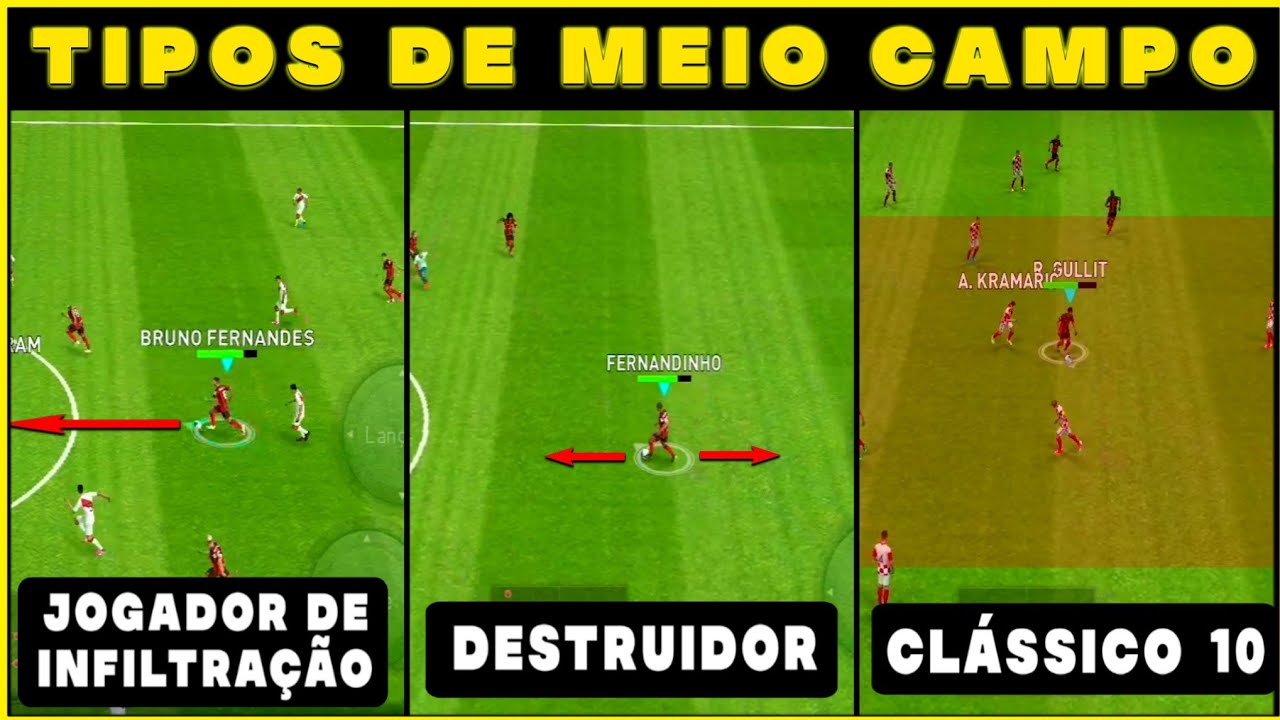 Todos os Estilos de jogo de MEIO CAMPO do PES 2021 MOBILE explicados com GAMEPLAY | Entenda Todos