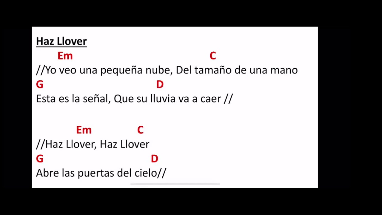 Haz Llover Key of G / Let it Rain (Spanish)