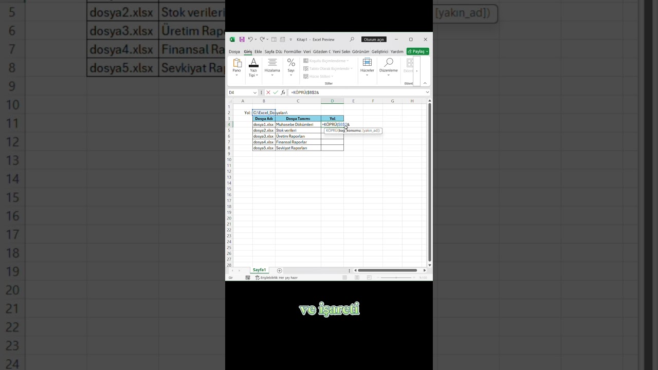 Excel'de başka dosyalara k&ouml;pr&uuml; oluşturma #excel #office