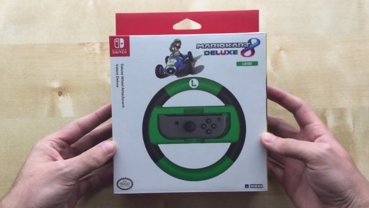 Unboxing Nintendo Switch Hori Mario Kart 8 Deluxe Wheel Luigi Version (UK)