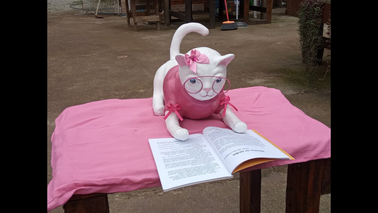 Gatinha de cimento estudando