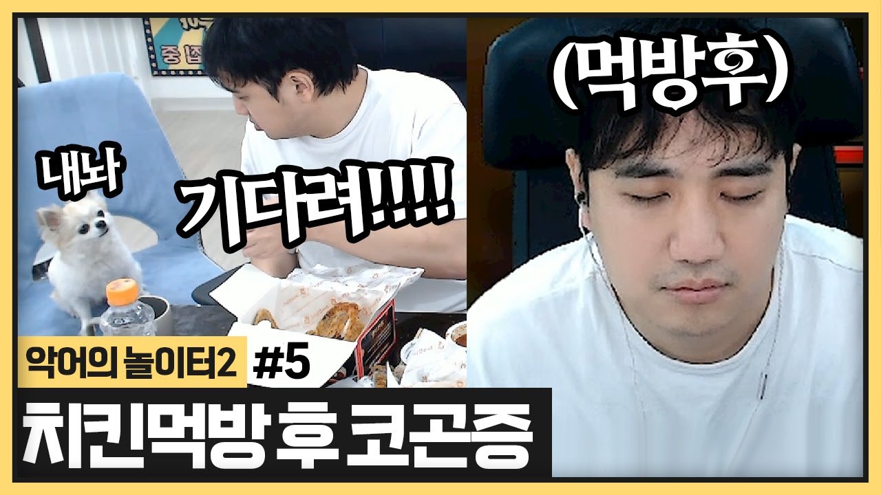 중력이와 약속했던 치킨먹방.. 아 근데 왜이렇게 졸리지? (2024.06.08)