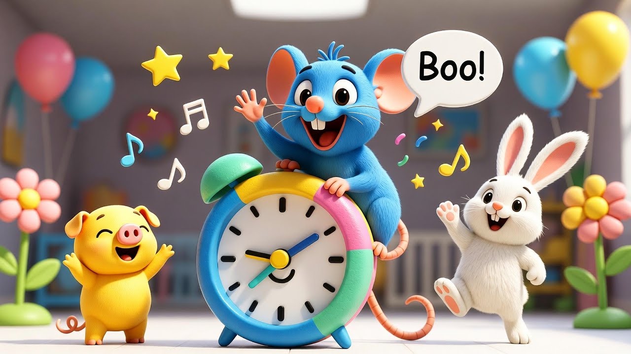 Hickory Dickory Dock 🕰️  3D Animated Nursery Rhyme for Toddlers & Preschoolers