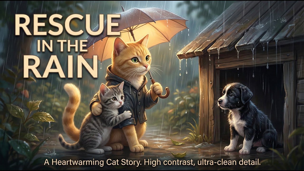 Rescue Puppy in the Rain – Luna & Mina’s Heartwarming Adoption Story | Cute Cat Family