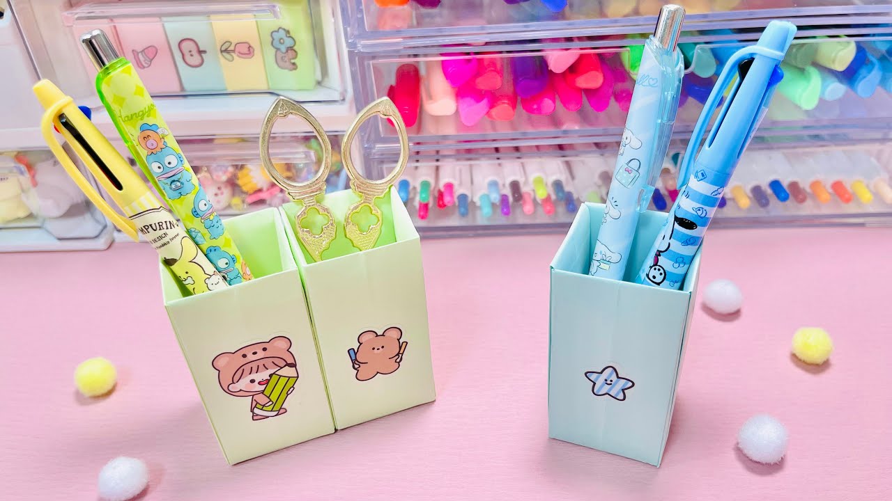 【組み合わせ自由！⑧】えんぴつ立てにぴったりな箱の作り方✨しっかりとしたおりがみ収納ケース💕（細長いタイプ）